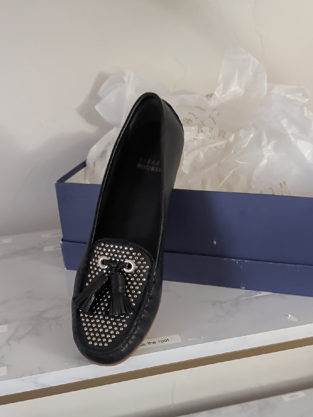 New In Box Stuart Weitzman Warpspeed Black Suede    Size 8